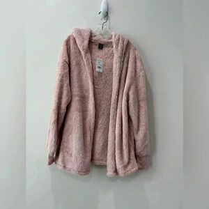 Cold Crush Blush Pink Hooded Sherpa Open Cardigan - Size M & XL